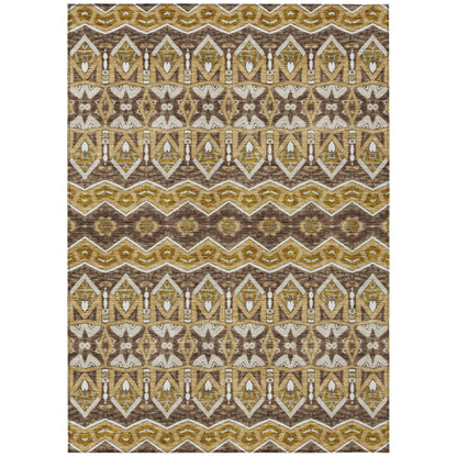 Tabselect Home Line 8' X 10' Gold Brown And Beige Moroccan Washable Indoor Outdoor Area Rug