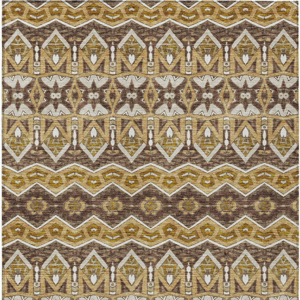 Tabselect Home Line 8' X 10' Gold Brown And Beige Moroccan Washable Indoor Outdoor Area Rug
