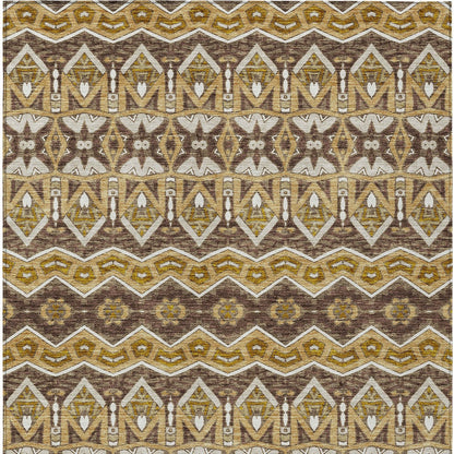 Tabselect Home Line 8' X 10' Gold Brown And Beige Moroccan Washable Indoor Outdoor Area Rug