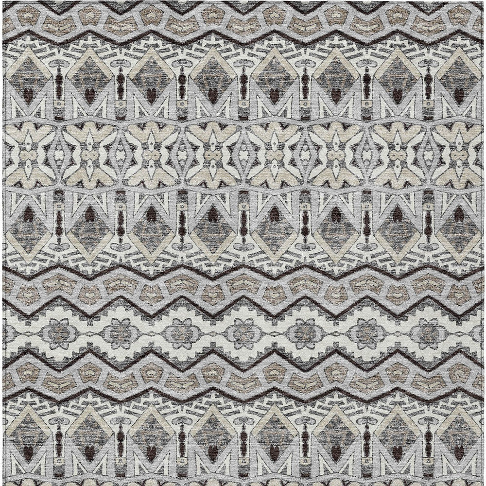 Tabselect Home Line 5' X 8' Gray Brown And Ivory Moroccan Washable Indoor Outdoor Area Rug