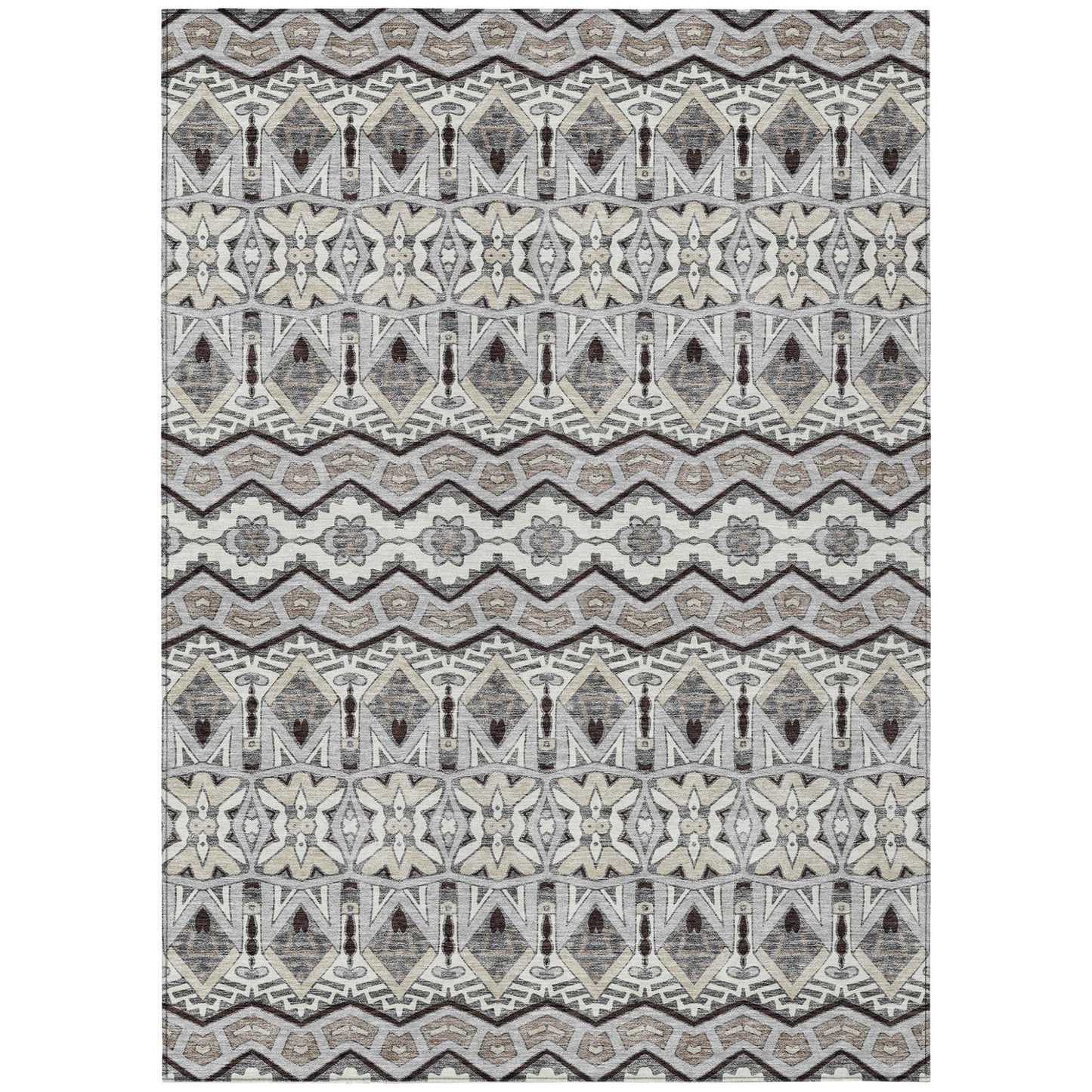 Tabselect Home Line 5' X 8' Gray Brown And Ivory Moroccan Washable Indoor Outdoor Area Rug