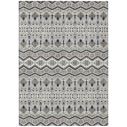 Tabselect Home Line 5' X 8' Gray Brown And Ivory Moroccan Washable Indoor Outdoor Area Rug