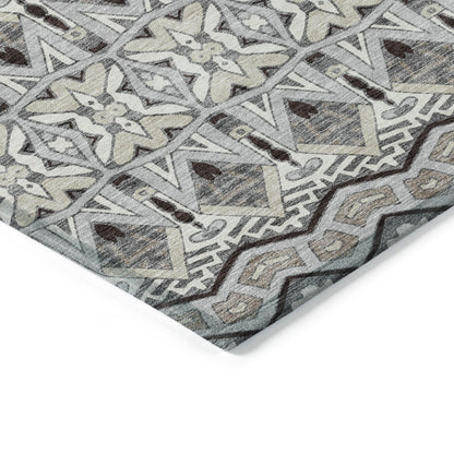 Tabselect Home Line 5' X 8' Gray Brown And Ivory Moroccan Washable Indoor Outdoor Area Rug