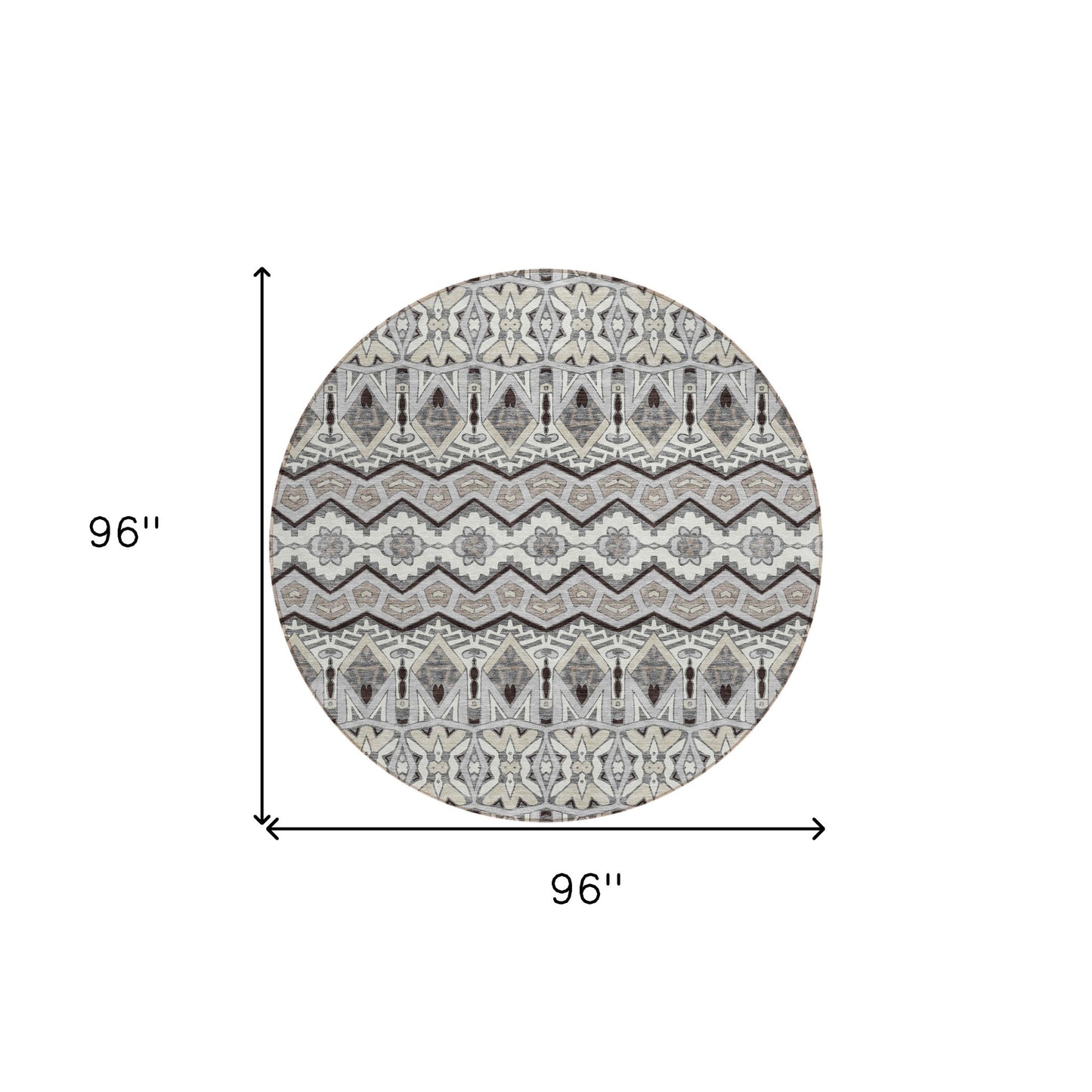 Tabselect Home Line 8' Gray Brown And Ivory Round Moroccan Washable Indoor Outdoor Area Rug