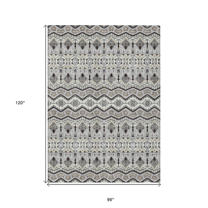 Tabselect Home Line 8' X 10' Gray Brown And Ivory Moroccan Washable Indoor Outdoor Area Rug