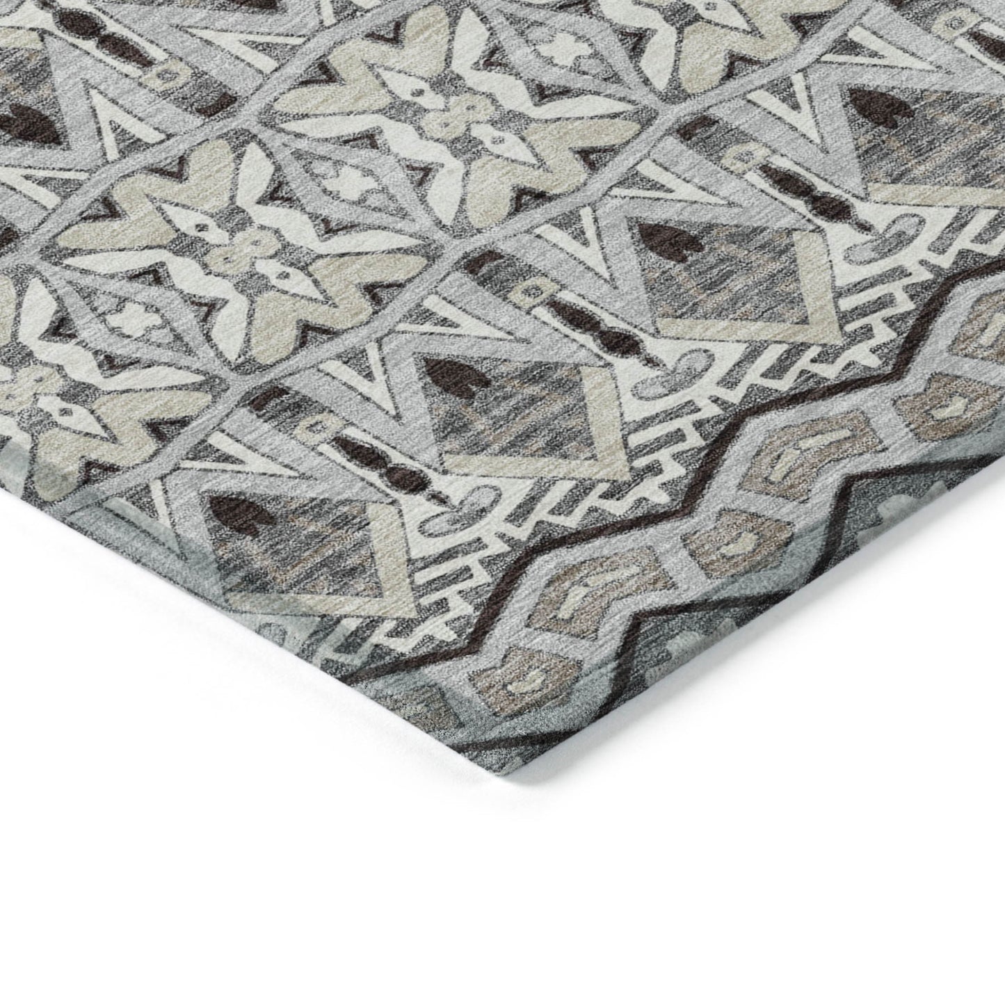 Tabselect Home Line 8' X 10' Gray Brown And Ivory Moroccan Washable Indoor Outdoor Area Rug