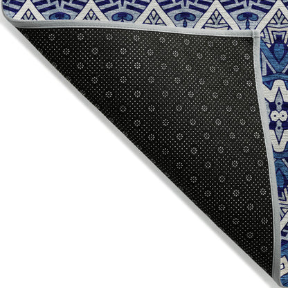 Tabselect Home Line 8' X 10' Navy Blue And Ivory Moroccan Washable Indoor Outdoor Area Rug