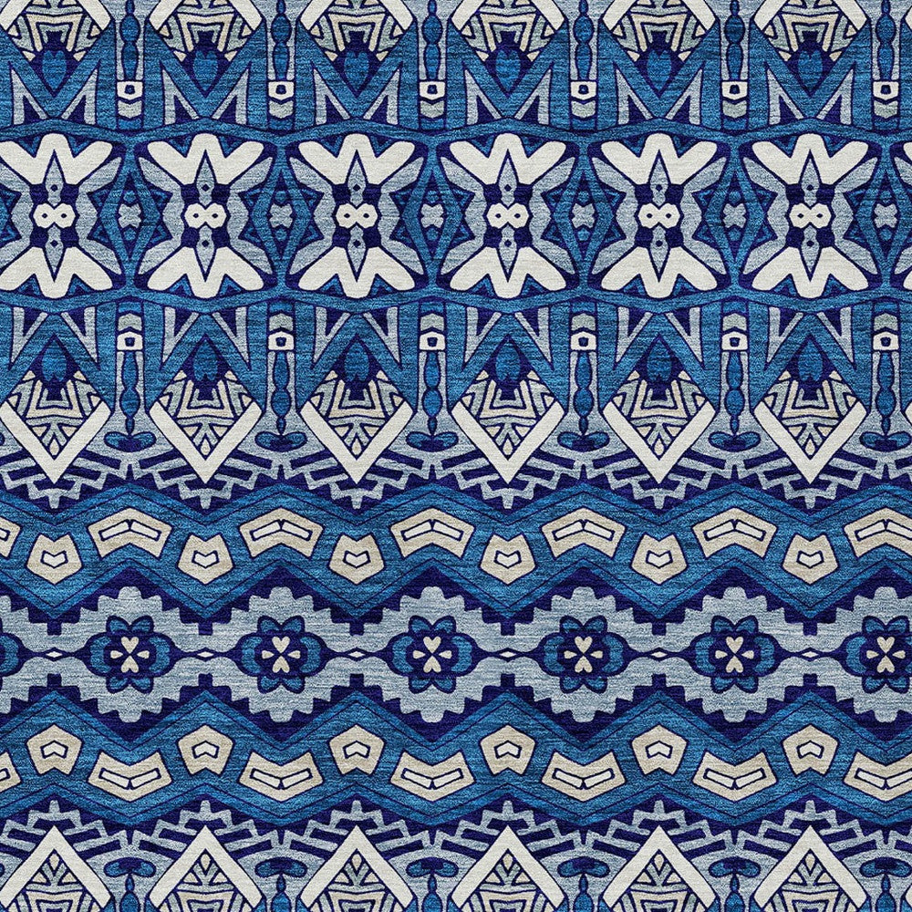 Tabselect Home Line 8' X 10' Navy Blue And Ivory Moroccan Washable Indoor Outdoor Area Rug