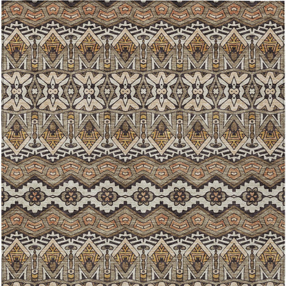 Tabselect Home Line 5' X 8' Taupe Brown And Ivory Moroccan Washable Indoor Outdoor Area Rug