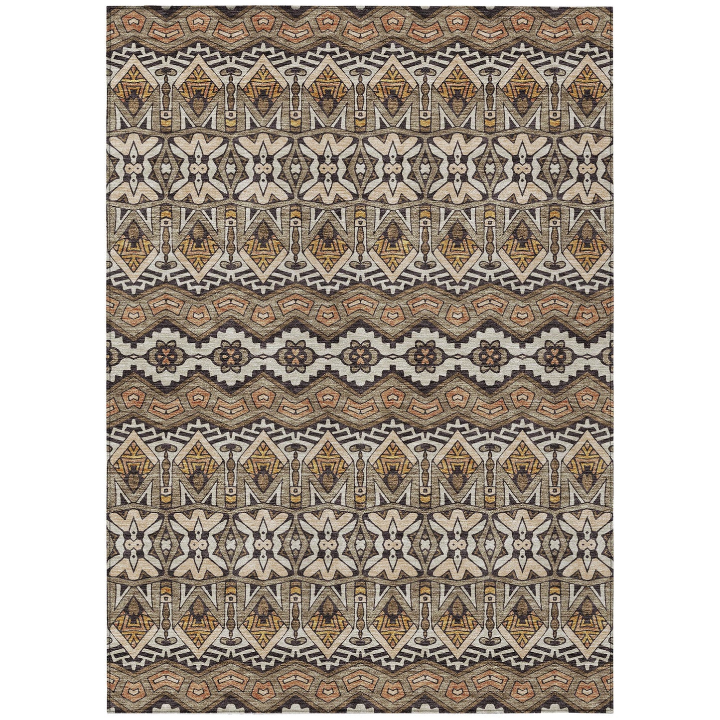 Tabselect Home Line 5' X 8' Taupe Brown And Ivory Moroccan Washable Indoor Outdoor Area Rug
