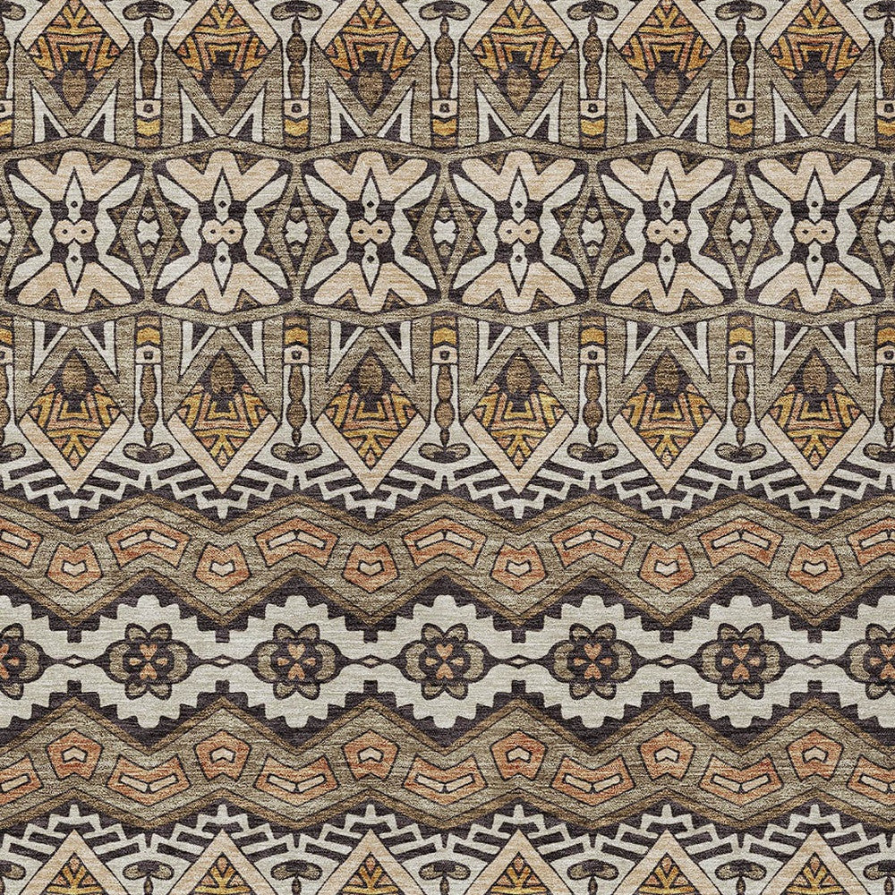 Tabselect Home Line 5' X 8' Taupe Brown And Ivory Moroccan Washable Indoor Outdoor Area Rug