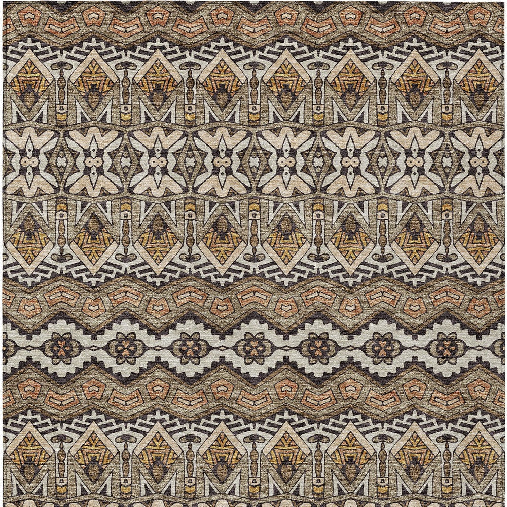 Tabselect Home Line 8' X 10' Taupe Brown And Ivory Moroccan Washable Indoor Outdoor Area Rug