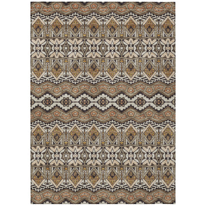 Tabselect Home Line 8' X 10' Taupe Brown And Ivory Moroccan Washable Indoor Outdoor Area Rug