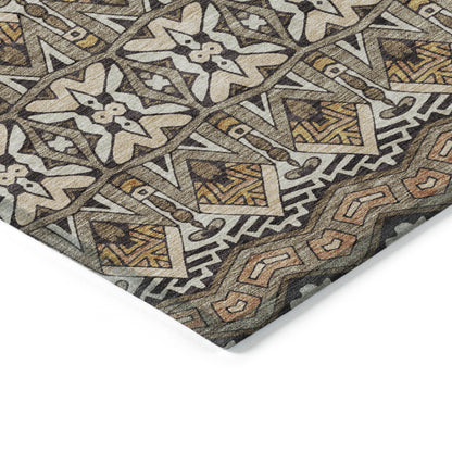 Tabselect Home Line 8' X 10' Taupe Brown And Ivory Moroccan Washable Indoor Outdoor Area Rug