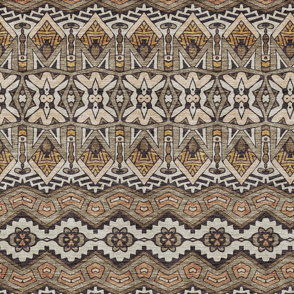 Tabselect Home Line 8' X 10' Taupe Brown And Ivory Moroccan Washable Indoor Outdoor Area Rug