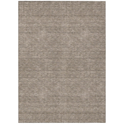 Tabselect Home Line 5' X 8' Brown And Beige Geometric Washable Indoor Outdoor Area Rug
