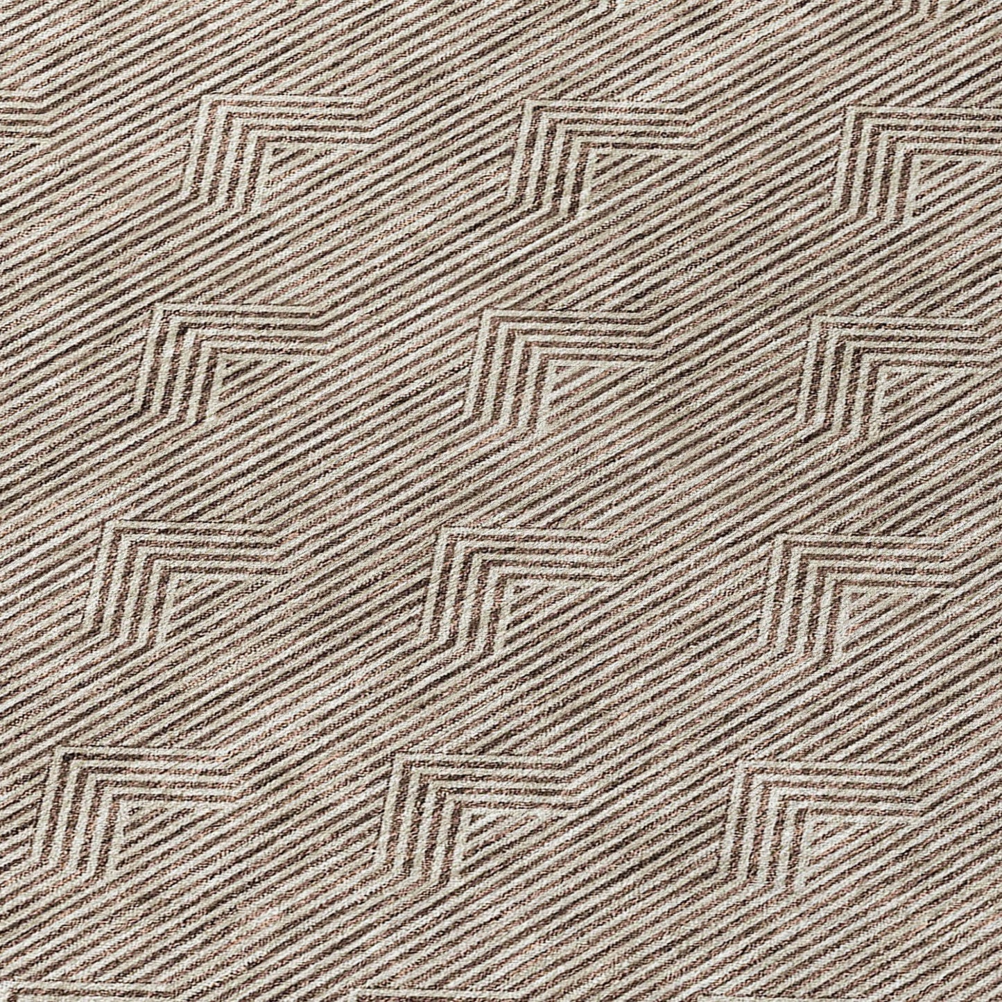 Tabselect Home Line 8' Brown And Beige Round Geometric Washable Indoor Outdoor Area Rug