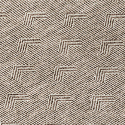 Tabselect Home Line 8' Brown And Beige Round Geometric Washable Indoor Outdoor Area Rug