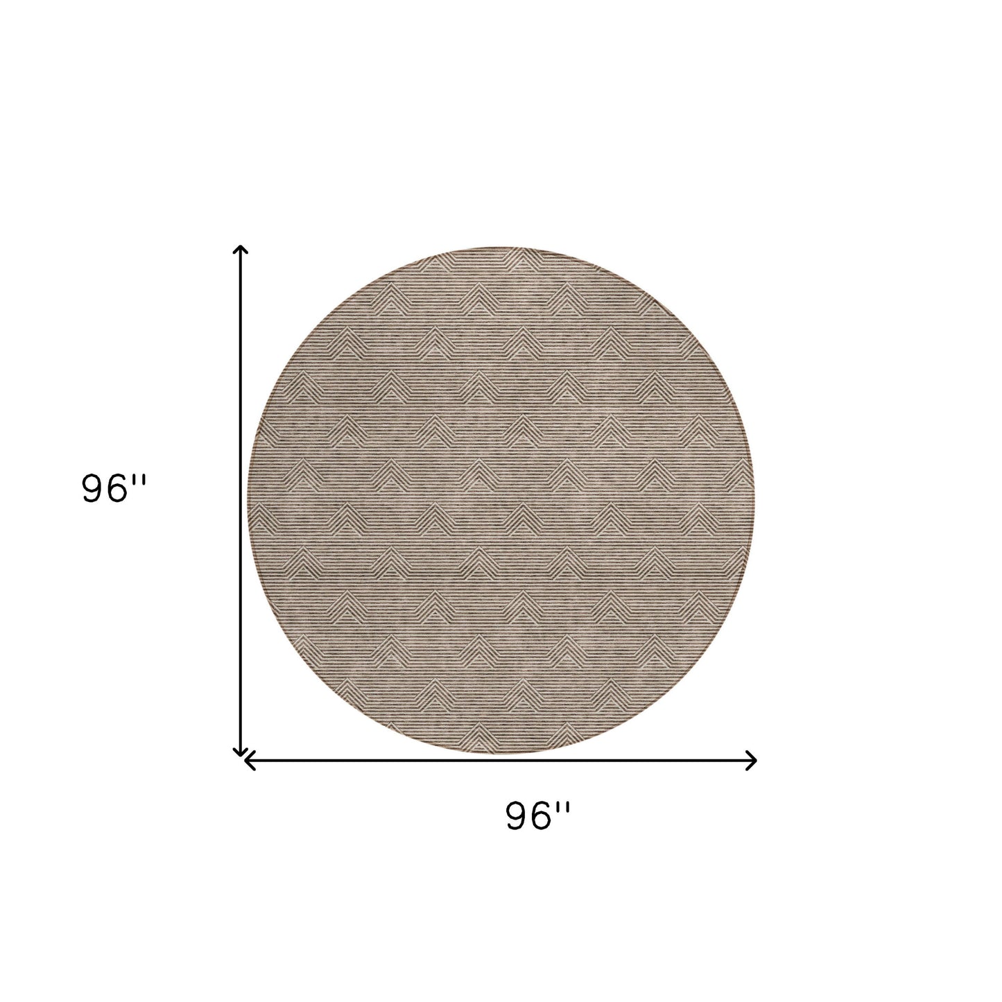 Tabselect Home Line 8' Brown And Beige Round Geometric Washable Indoor Outdoor Area Rug