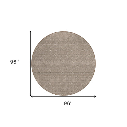 Tabselect Home Line 8' Brown And Beige Round Geometric Washable Indoor Outdoor Area Rug