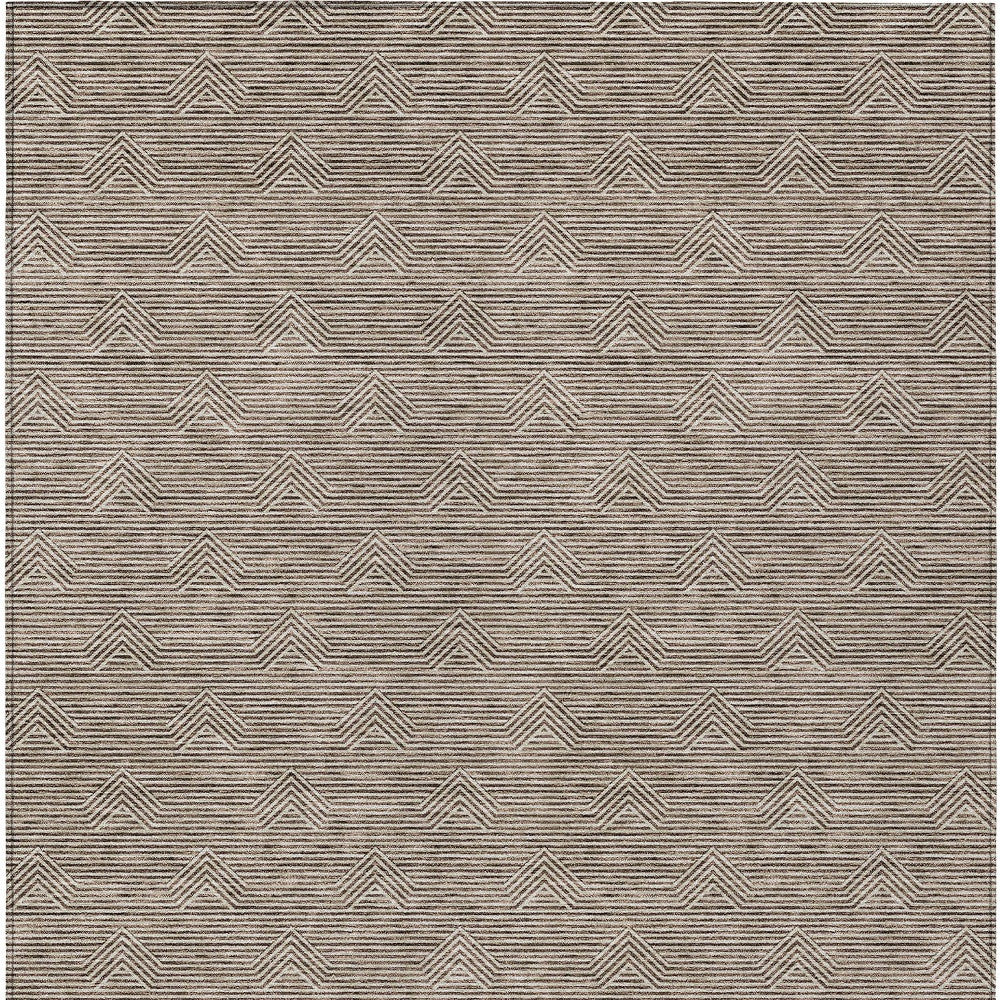 Tabselect Home Line 8' X 10' Brown And Beige Geometric Washable Indoor Outdoor Area Rug