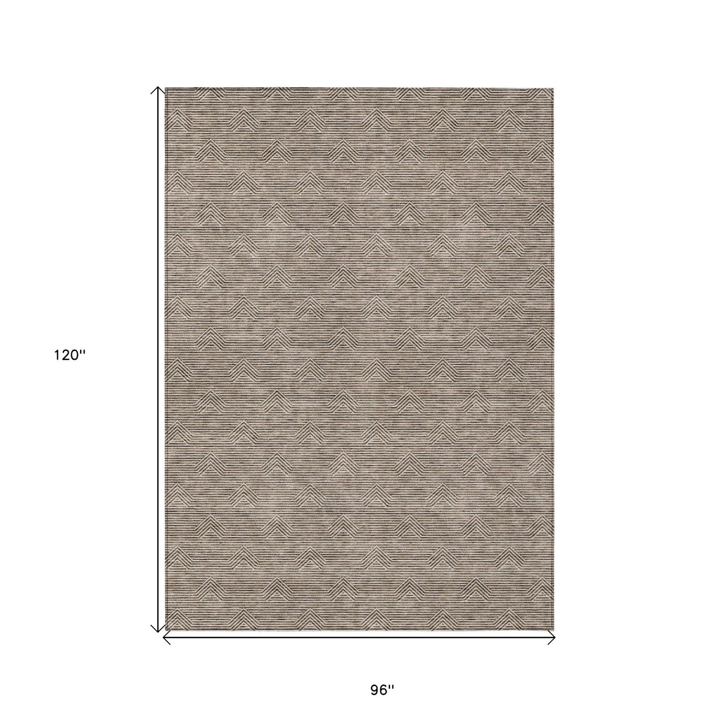 Tabselect Home Line 8' X 10' Brown And Beige Geometric Washable Indoor Outdoor Area Rug