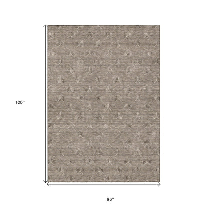 Tabselect Home Line 8' X 10' Brown And Beige Geometric Washable Indoor Outdoor Area Rug