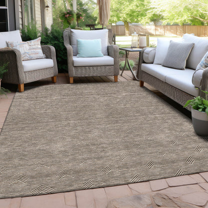 Tabselect Home Line 8' X 10' Brown And Beige Geometric Washable Indoor Outdoor Area Rug
