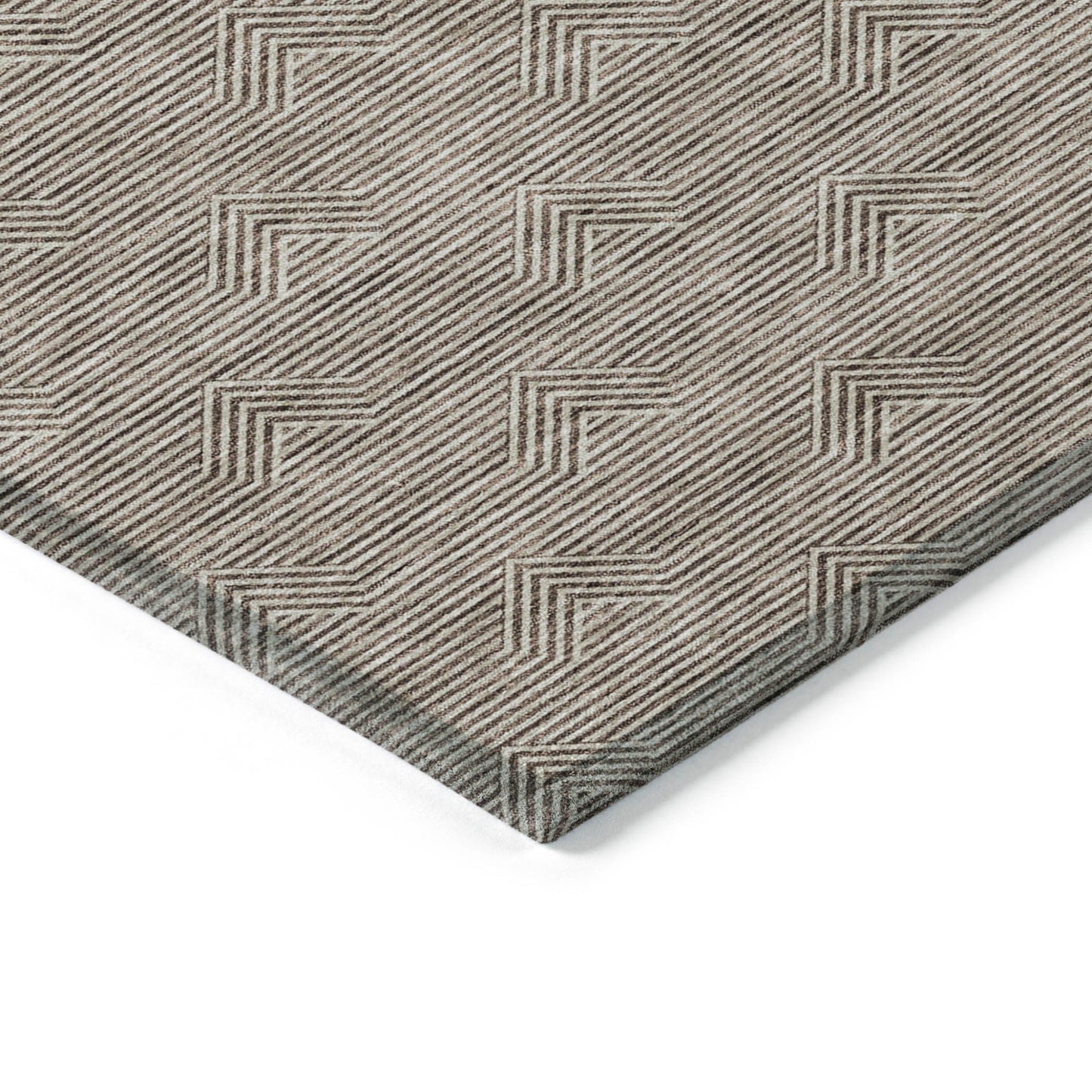 Tabselect Home Line 8' X 10' Brown And Beige Geometric Washable Indoor Outdoor Area Rug