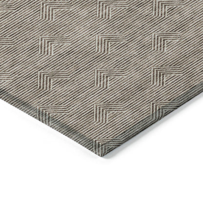 Tabselect Home Line 8' X 10' Brown And Beige Geometric Washable Indoor Outdoor Area Rug
