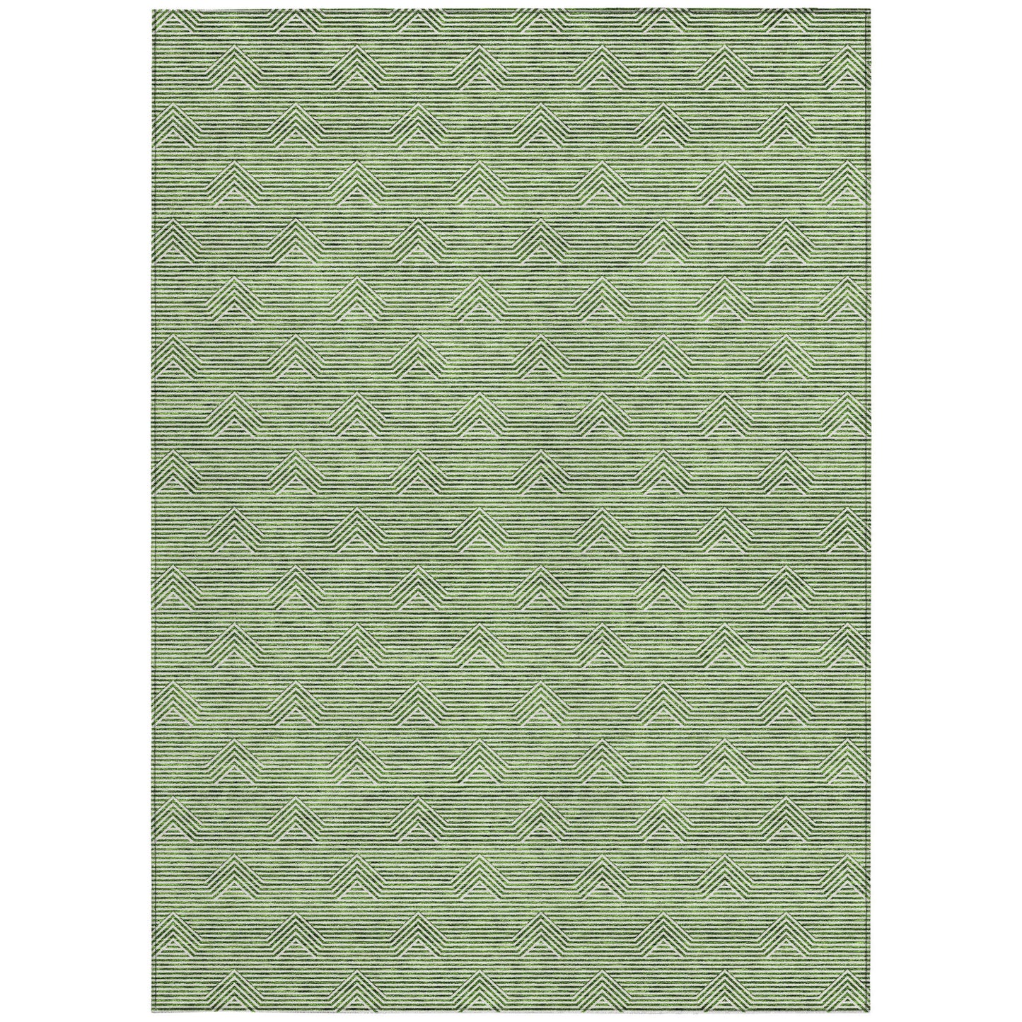 Tabselect Home Line 5' X 8' Green And Beige Geometric Washable Indoor Outdoor Area Rug