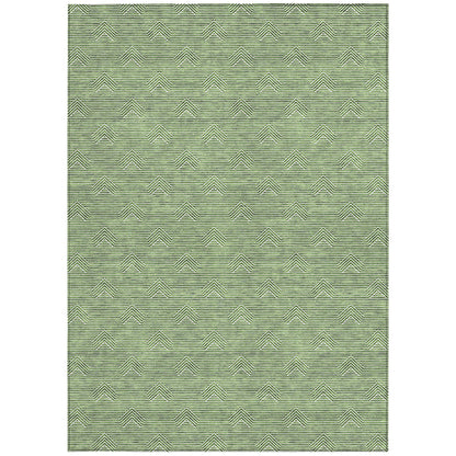 Tabselect Home Line 5' X 8' Green And Beige Geometric Washable Indoor Outdoor Area Rug