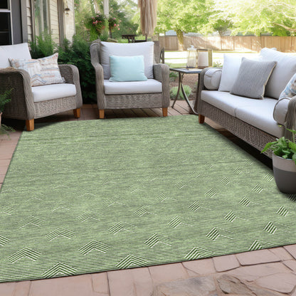 Tabselect Home Line 5' X 8' Green And Beige Geometric Washable Indoor Outdoor Area Rug