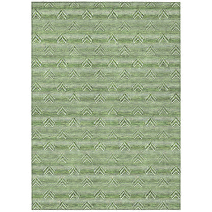 Tabselect Home Line 5' X 8' Green And Beige Geometric Washable Indoor Outdoor Area Rug
