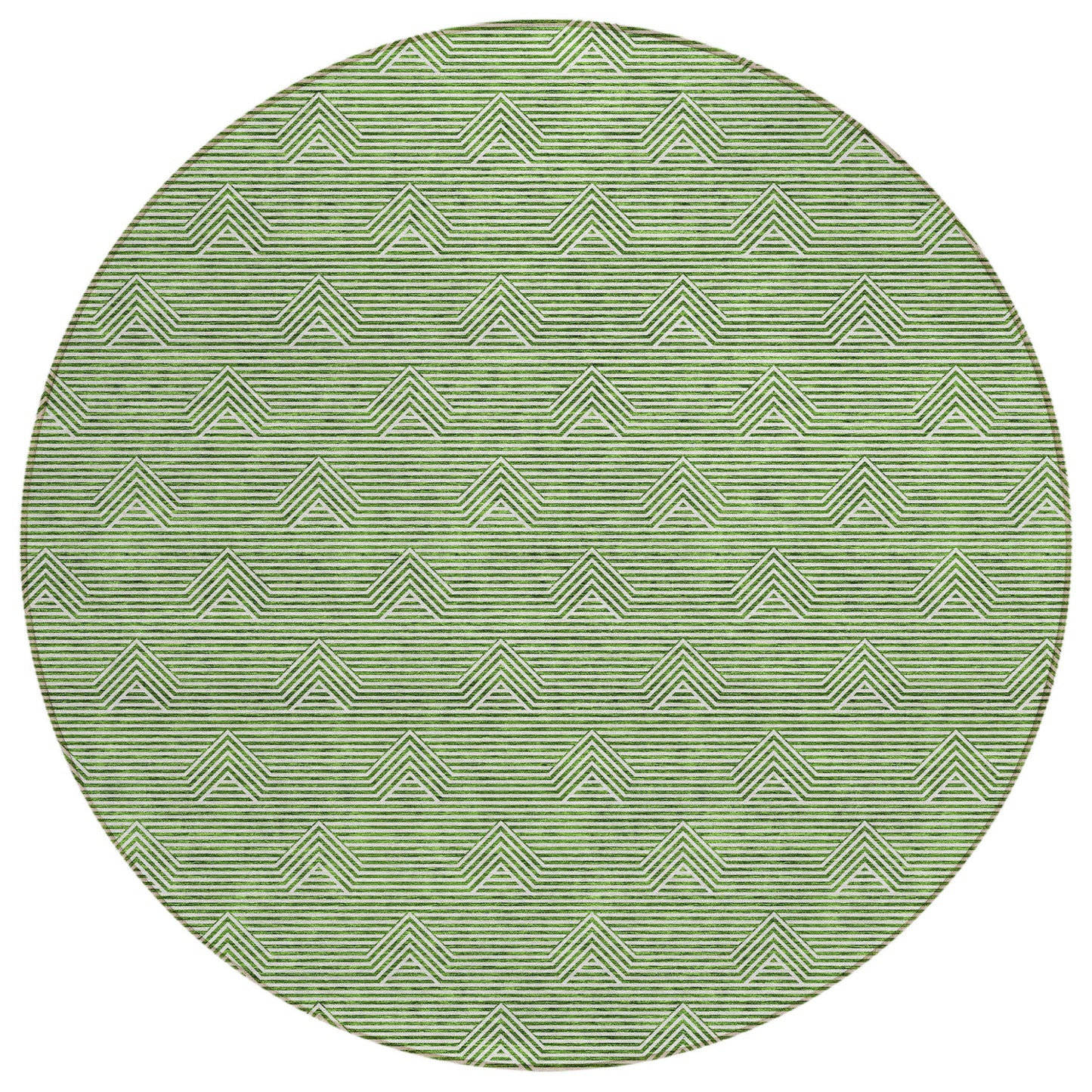 Tabselect Home Line 8' Green And Beige Round Geometric Washable Indoor Outdoor Area Rug