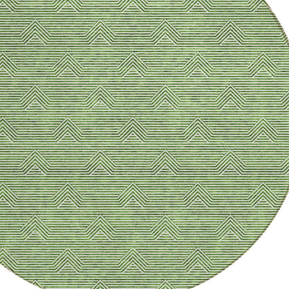 Tabselect Home Line 8' Green And Beige Round Geometric Washable Indoor Outdoor Area Rug