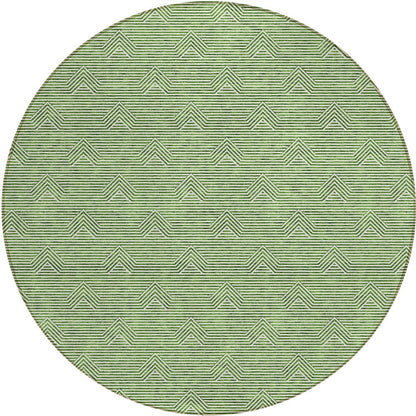 Tabselect Home Line 8' Green And Beige Round Geometric Washable Indoor Outdoor Area Rug