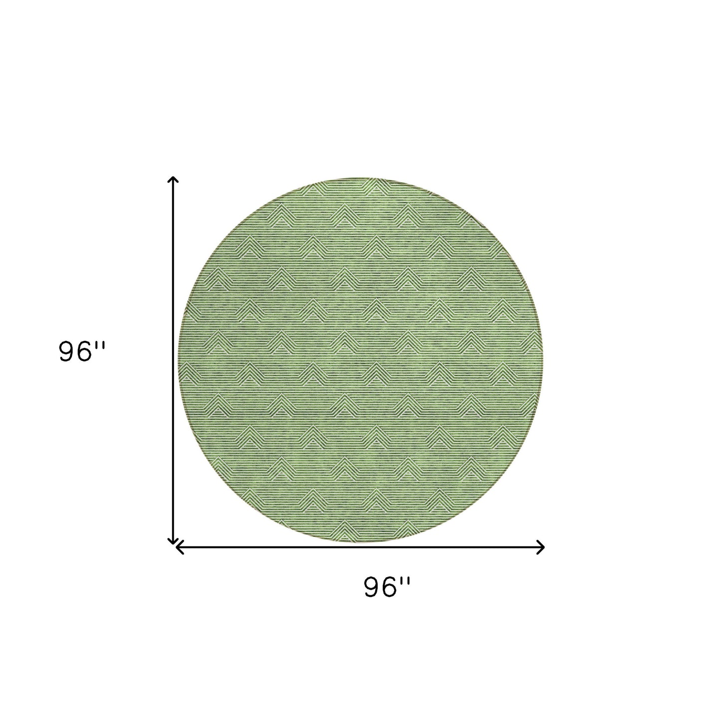 Tabselect Home Line 8' Green And Beige Round Geometric Washable Indoor Outdoor Area Rug