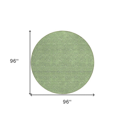 Tabselect Home Line 8' Green And Beige Round Geometric Washable Indoor Outdoor Area Rug