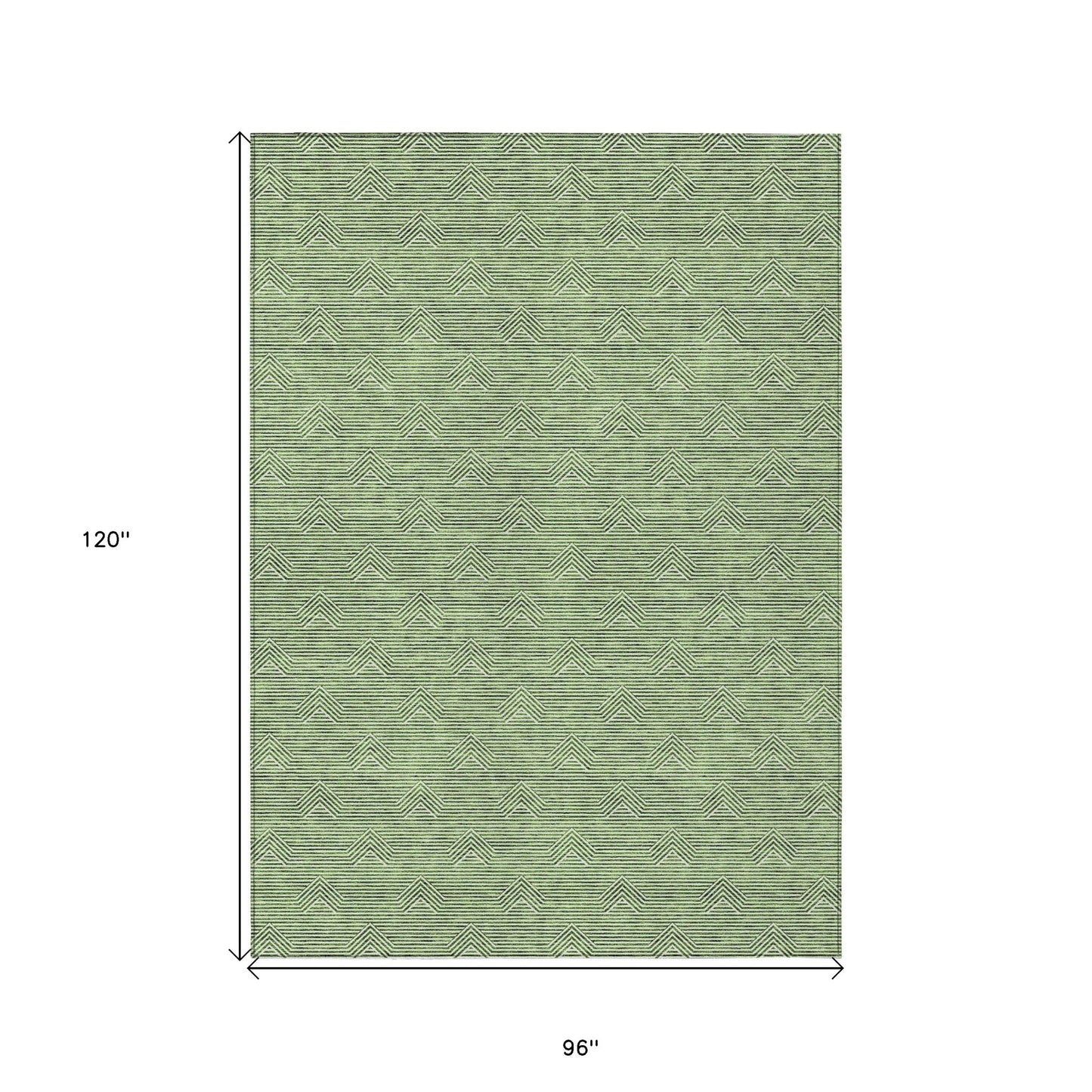 Tabselect Home Line 8' X 10' Green And Beige Geometric Washable Indoor Outdoor Area Rug