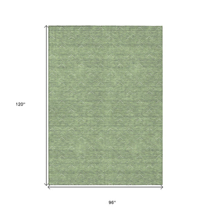 Tabselect Home Line 8' X 10' Green And Beige Geometric Washable Indoor Outdoor Area Rug