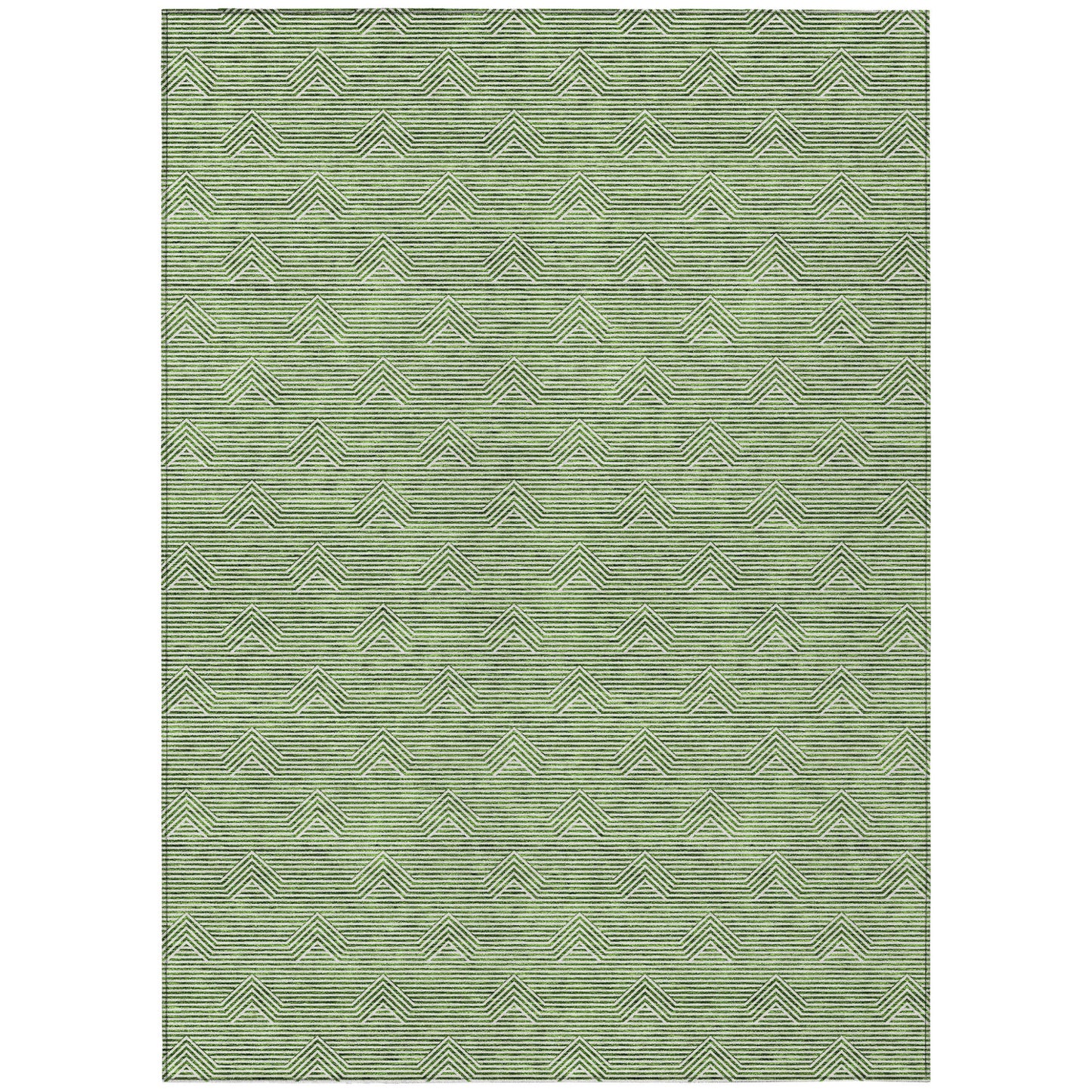 Tabselect Home Line 8' X 10' Green And Beige Geometric Washable Indoor Outdoor Area Rug