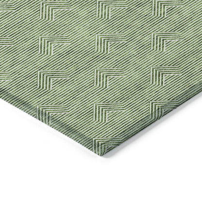 Tabselect Home Line 8' X 10' Green And Beige Geometric Washable Indoor Outdoor Area Rug