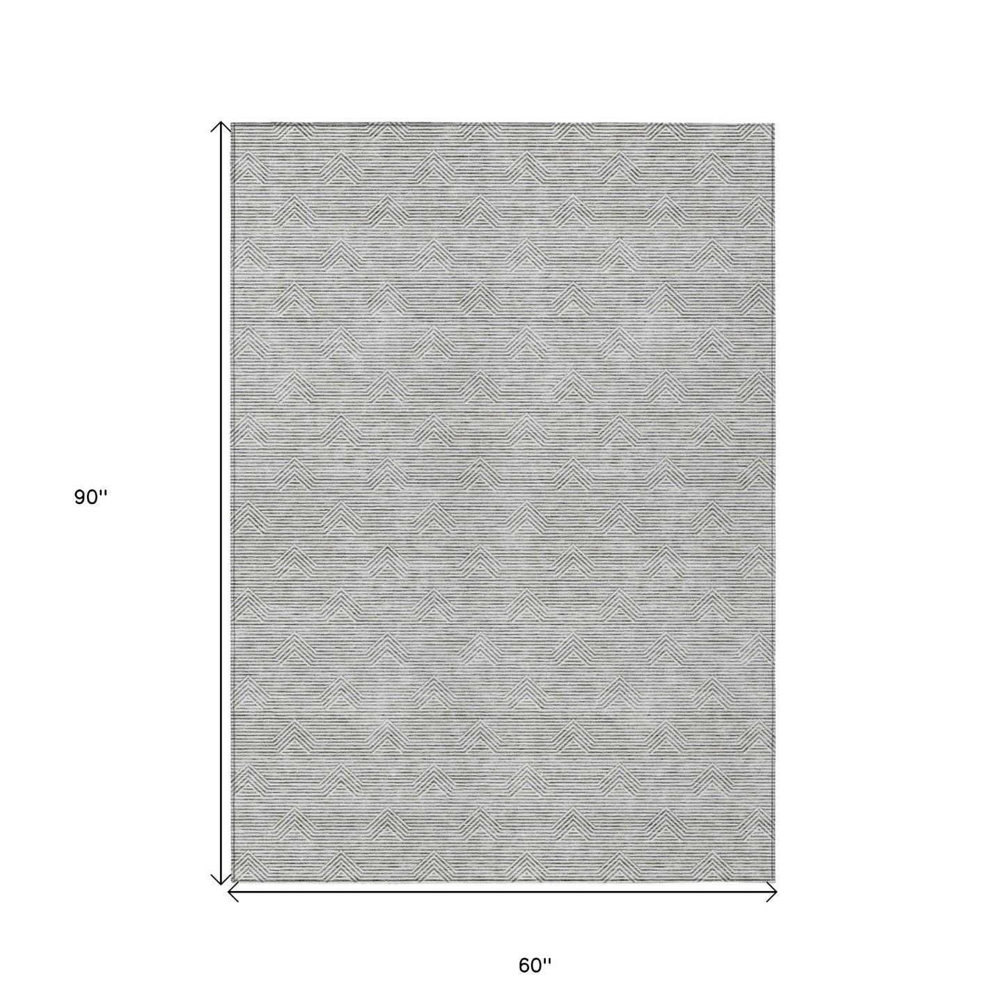 Tabselect Home Line 5' X 8' Gray And Ivory Geometric Washable Indoor Outdoor Area Rug