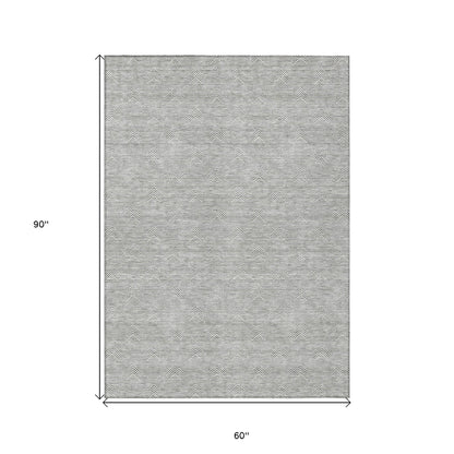 Tabselect Home Line 5' X 8' Gray And Ivory Geometric Washable Indoor Outdoor Area Rug