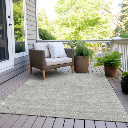 Tabselect Home Line 5' X 8' Gray And Ivory Geometric Washable Indoor Outdoor Area Rug