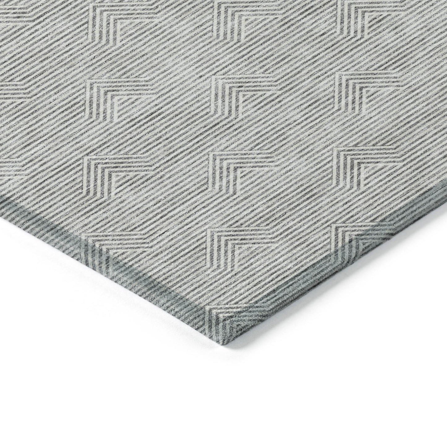 Tabselect Home Line 5' X 8' Gray And Ivory Geometric Washable Indoor Outdoor Area Rug