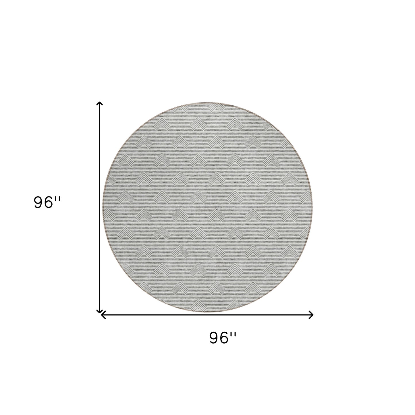 Tabselect Home Line 8' Gray And Ivory Round Geometric Washable Indoor Outdoor Area Rug