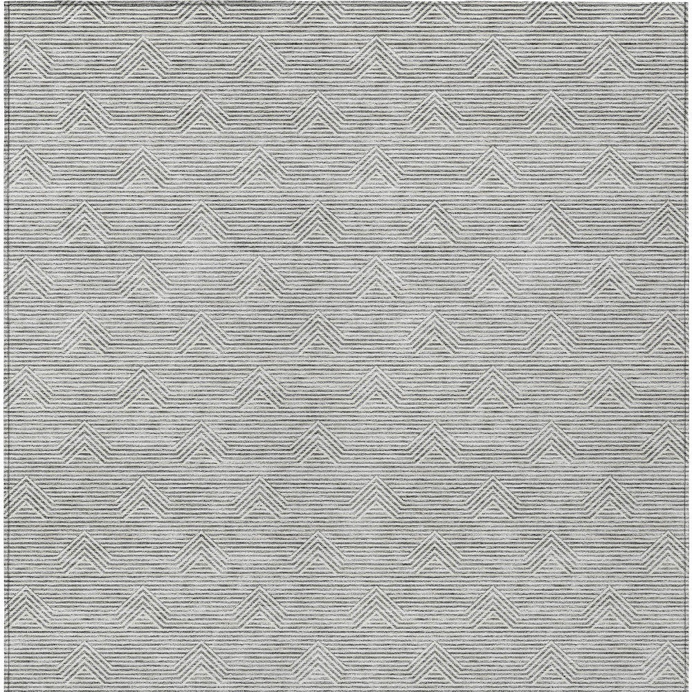 Tabselect Home Line 8' X 10' Gray And Ivory Geometric Washable Indoor Outdoor Area Rug