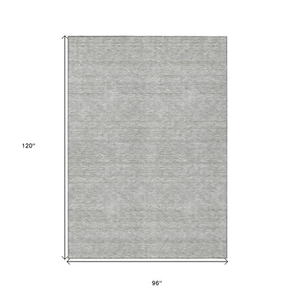 Tabselect Home Line 8' X 10' Gray And Ivory Geometric Washable Indoor Outdoor Area Rug